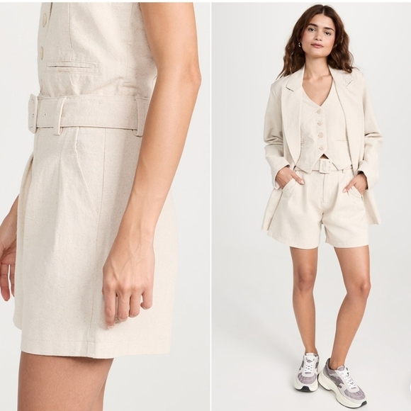 New Blank NYC Belted Linen Shorts - Picture 2 of 7